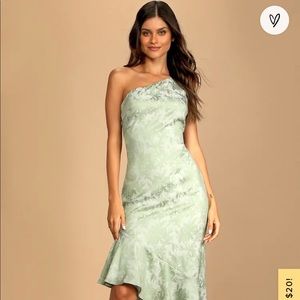 Lulus One Shoulder Green Dress